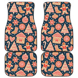 Christmas Gingerbread Cookie Pattern Front And Back Car Mats