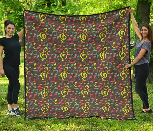 Music Notes Pattern Print Design 05 Premium Quilt
