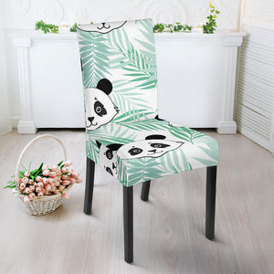 Panda Pattern Tropical Leaves Background Dining Chair Slipcover