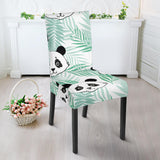 Panda Pattern Tropical Leaves Background Dining Chair Slipcover