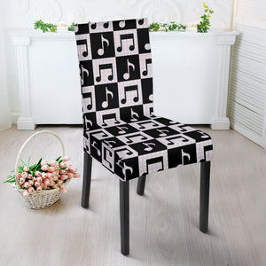 Music Notes Pattern Print Design 01 Dining Chair Slipcover