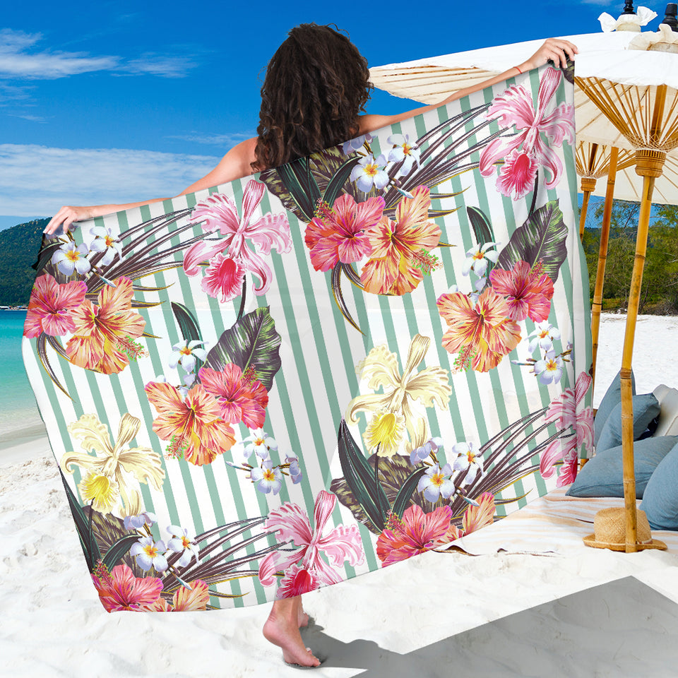 Colorful Orchid Flower Pattern Sarong