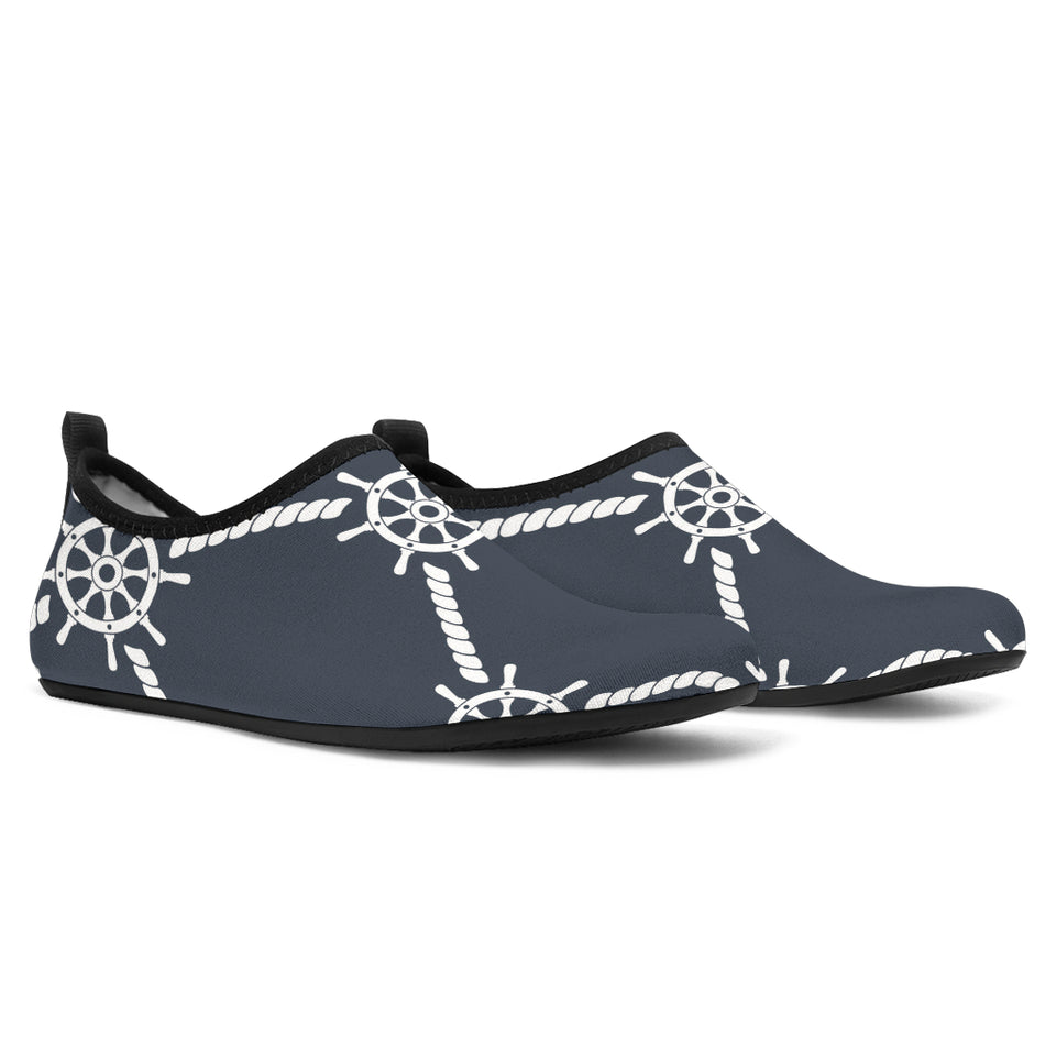 Nautical Steering Wheel Rope Pattern Aqua Shoes