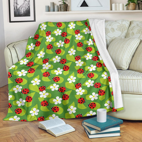 Ladybug Pattern Print Design 01 Premium Blanket