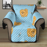 Brown cute pomeranian blue blackground Recliner Cover Protector