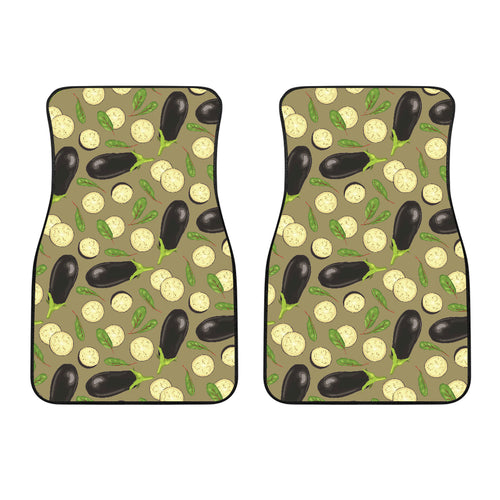 Eggplant Pattern Print Design 02 Front Car Mats