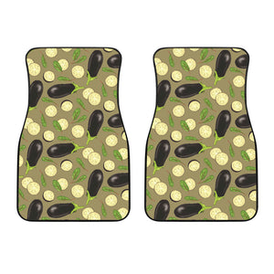 Eggplant Pattern Print Design 02 Front Car Mats