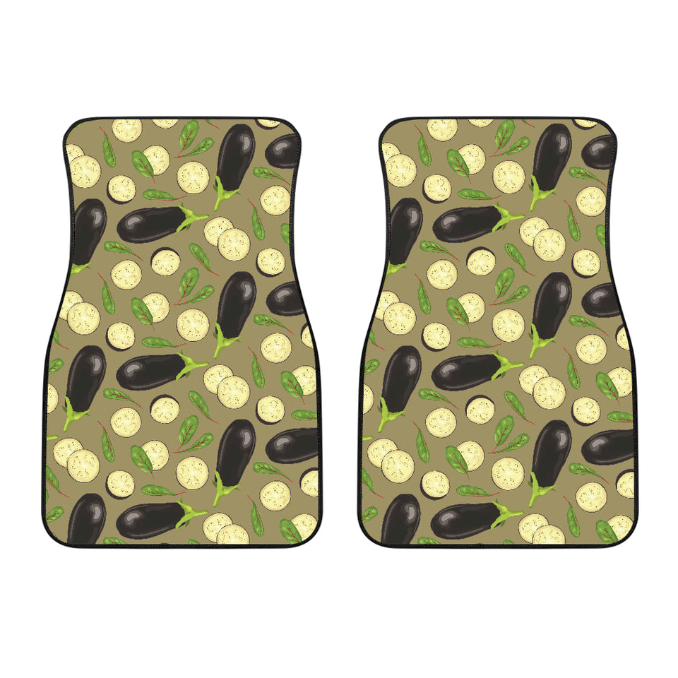 Eggplant Pattern Print Design 02 Front Car Mats