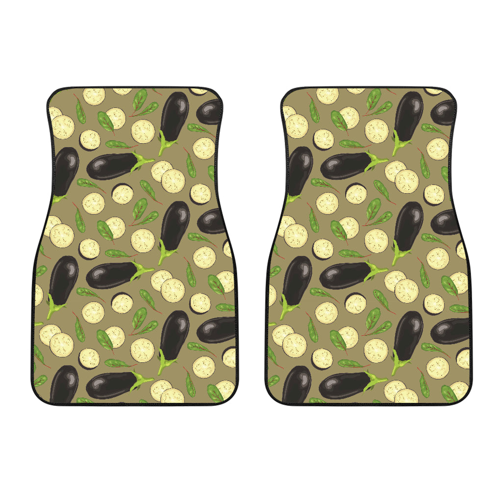 Eggplant Pattern Print Design 02 Front Car Mats
