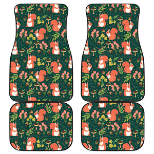 Squirrel Pattern Print Design 03 Front and Back Car Mats