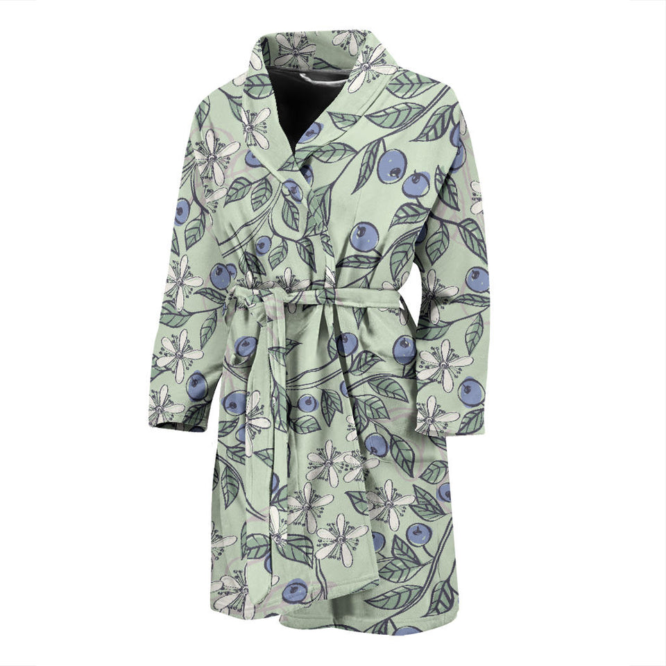 Hand Drawn Blueberry Pattern Men'S Bathrobe