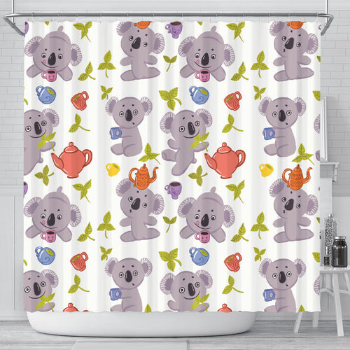Cute Koalas Teapots Tea Shower Curtain Fulfilled In US