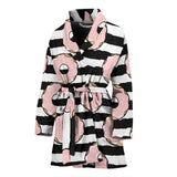 Donuts Pink Icing Striped Pattern Women'S Bathrobe