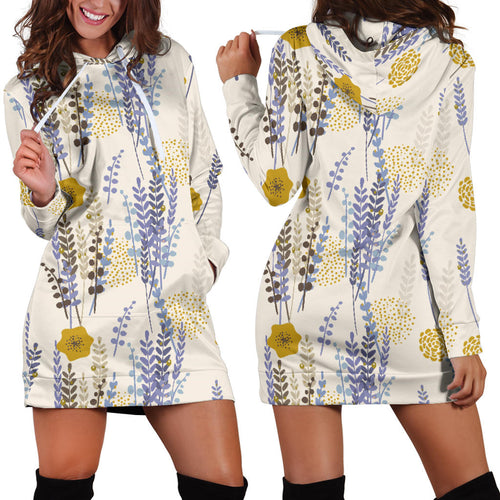 Lavender Modern Pattern Blackground Women'S Hoodie Dress