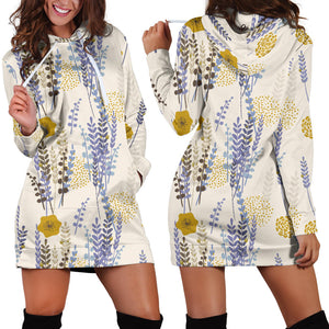 Lavender Modern Pattern Blackground Women'S Hoodie Dress