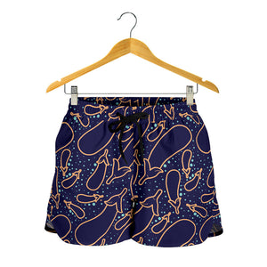 Eggplant Pattern Print Design 04 Women Shorts