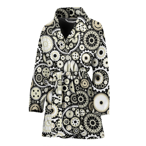 Gear Pattern Print Design 02 Women's Bathrobe