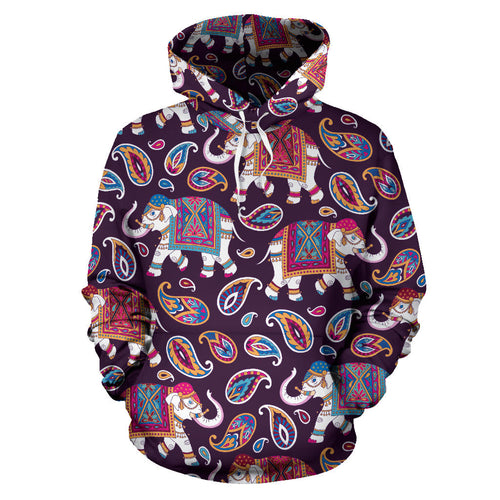 Elephant Indian Style Ornament Pattern Men Women Pullover Hoodie