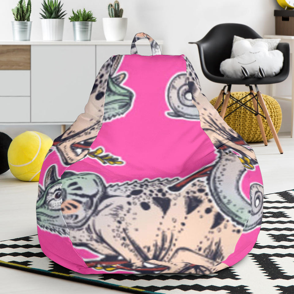 Chameleon Lizard Pattern Pink Background Bean Bag Cover
