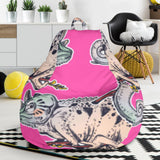 Chameleon Lizard Pattern Pink Background Bean Bag Cover