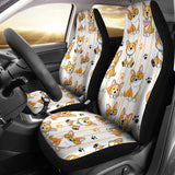 Cute Dog Corgi Striped Background Pattern Universal Fit Car Seat Covers