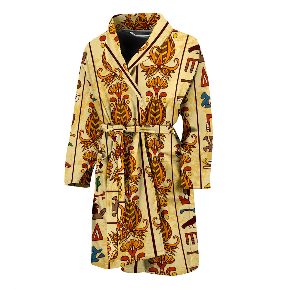 Egypt Hieroglyphics Pattern Print Design 04 Men's Bathrobe