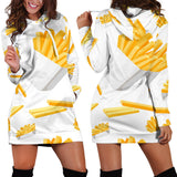 French Fries White Paper Box Pattern Women'S Hoodie Dress