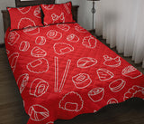 sushi pattern red background Quilt Bed Set