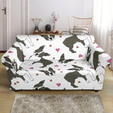 Boston Terrier Dog Hearts Vector Pattern Loveseat Couch Slipcover