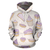 Cakes Pies Tarts Muffins And Eclairs Purple Blueberry Topping Pattern Men Women Pullover Hoodie