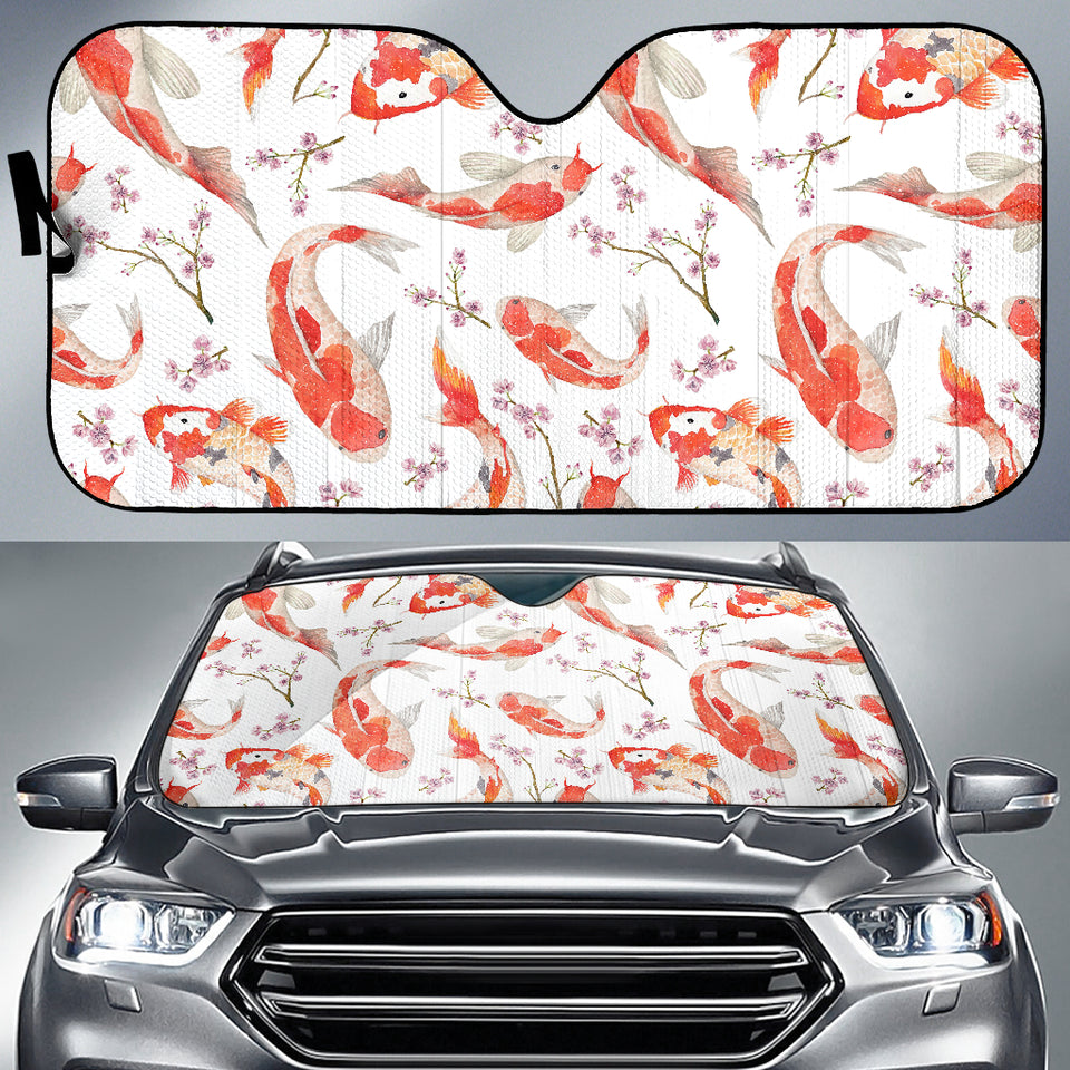 Watercolor Koi Fish Carp Fish Pattern Car Sun Shade