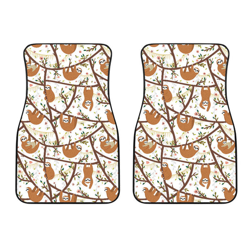 Sloths Hanging On The Tree Pattern Front Car Mats