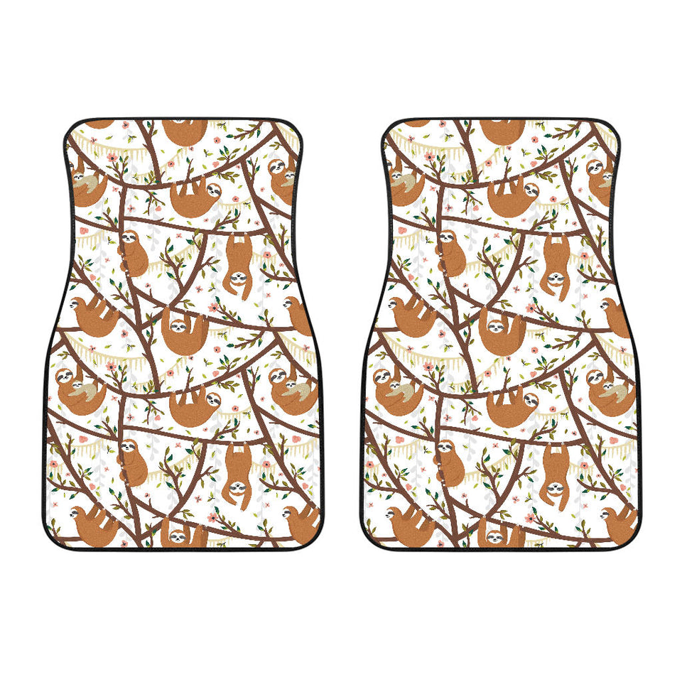 Sloths Hanging On The Tree Pattern Front Car Mats