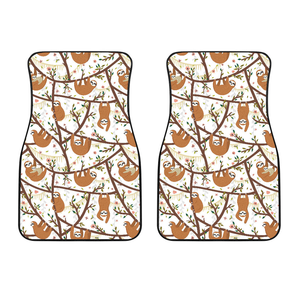 Sloths Hanging On The Tree Pattern Front Car Mats