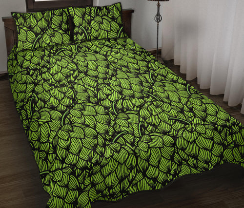 Green hop pattern Quilt Bed Set