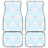 White Cute Pomeranian Pattern Front And Back Car Mats