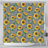 Sunflowers Ribbon Background Shower Curtain Fulfilled In US