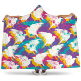Colorful Crow Illustration Pattern Hooded Blanket