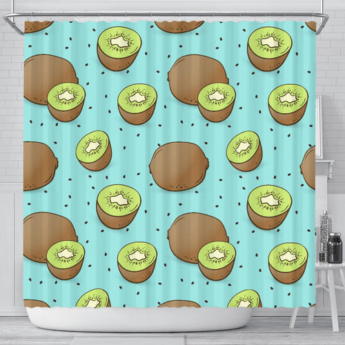 Kiwi Blue Background Shower Curtain Fulfilled In US