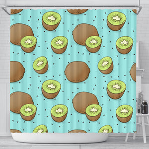 Kiwi Blue Background Shower Curtain Fulfilled In US