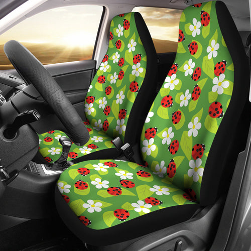 Ladybug Pattern Print Design 01 Universal Fit Car Seat Covers