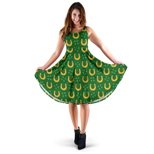 Horseshoes Pattern Print Design 05 Sleeveless Midi Dress