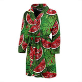 Watermelons Tropical Palm Leaves Pattern Background Men'S Bathrobe