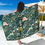 Dinosaurs Tropical Leaves Flower Pattern Sarong