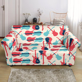 Red Blue Guitar Pattern Loveseat Couch Slipcover