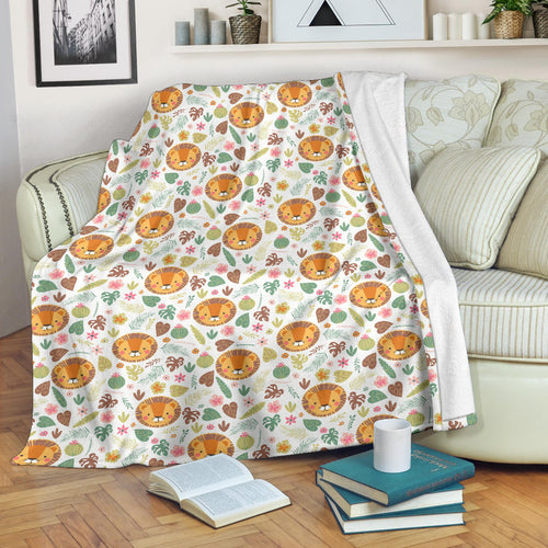 Lion Pattern Print Design 04 Premium Blanket