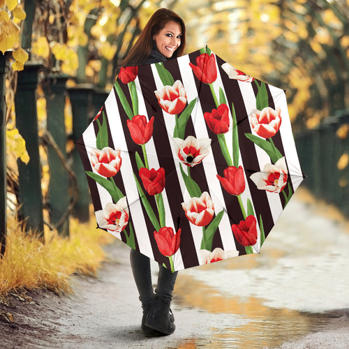 Red And White Tulips Pattern Umbrella