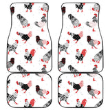 Cool Rooster Chicken Cock Floral Ornament Background Front And Back Car Mats