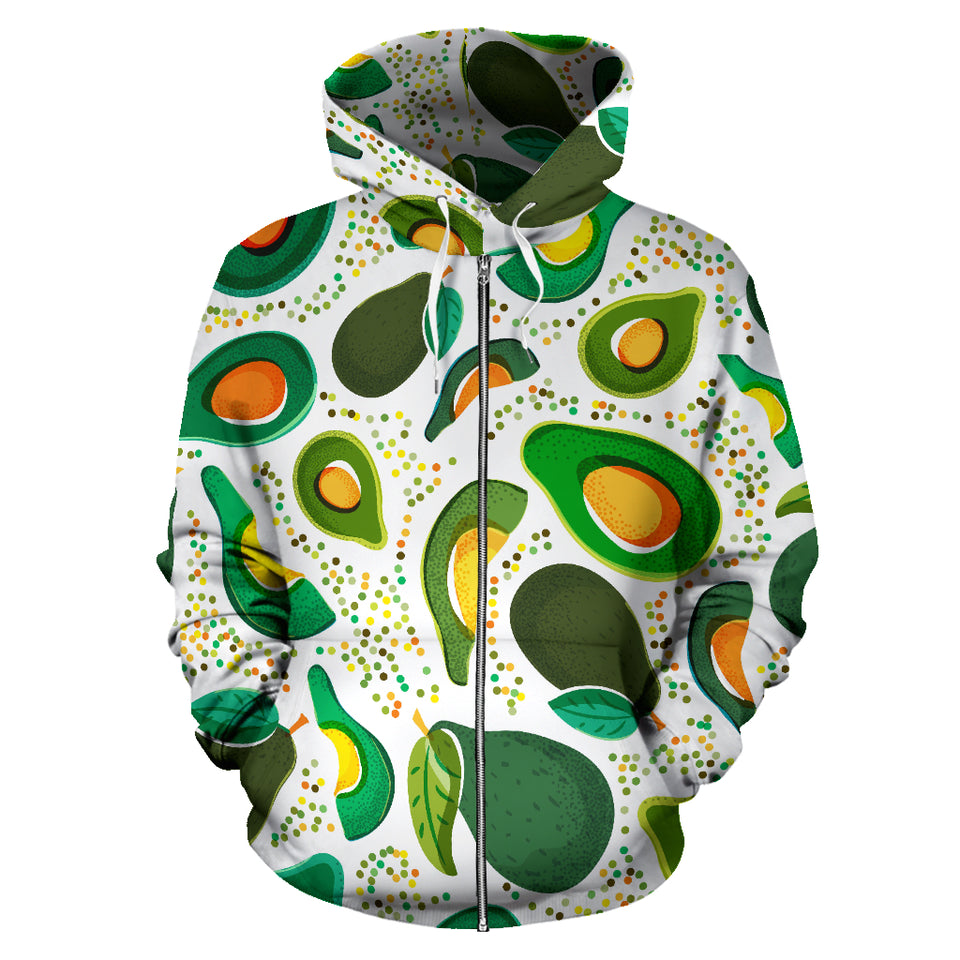 Avocado Design Pattern Zip Up Hoodie