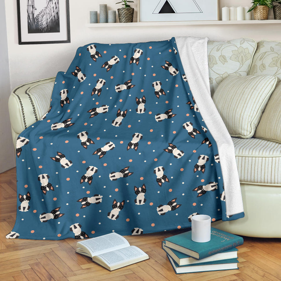 Cute Boston Terrier Dog Spattern Premium Blanket